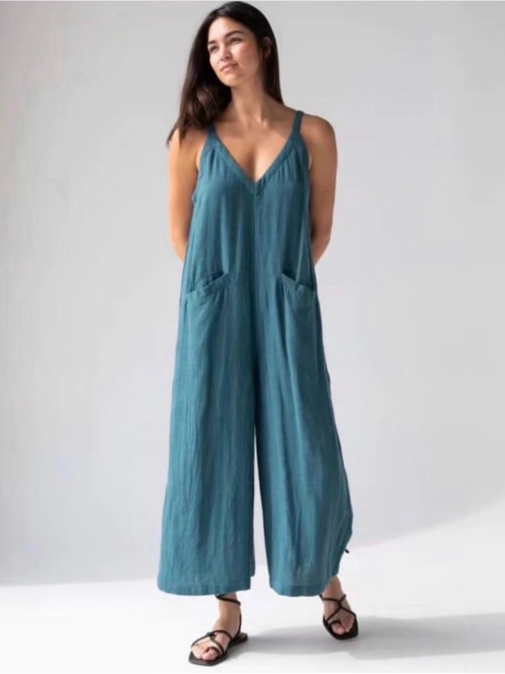 Natural Life Chelsea Cotton Teal Jumpsuit NWT S